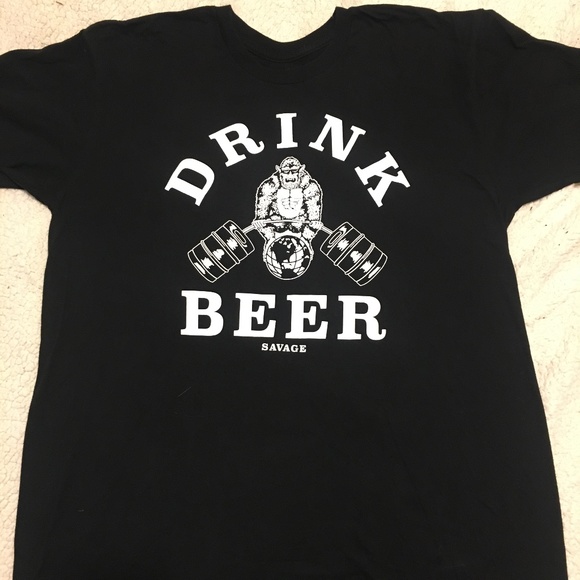 Beer Savage Drink Beer Black T size L - Picture 1 of 4